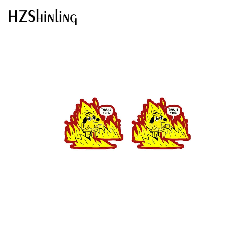 2021 New “This Is Fine” Stud Earrings - Image 10