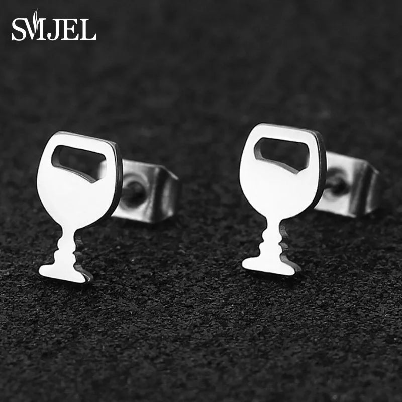 Black Stainless Steel Swirl Spiral Earrings - Image 31