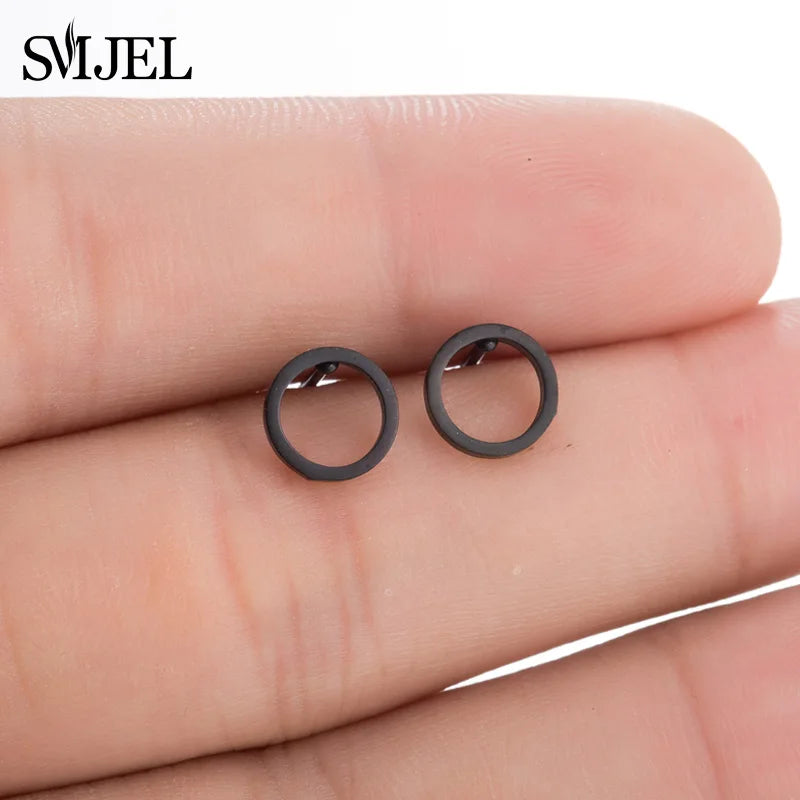 Black Stainless Steel Swirl Spiral Earrings - Image 12