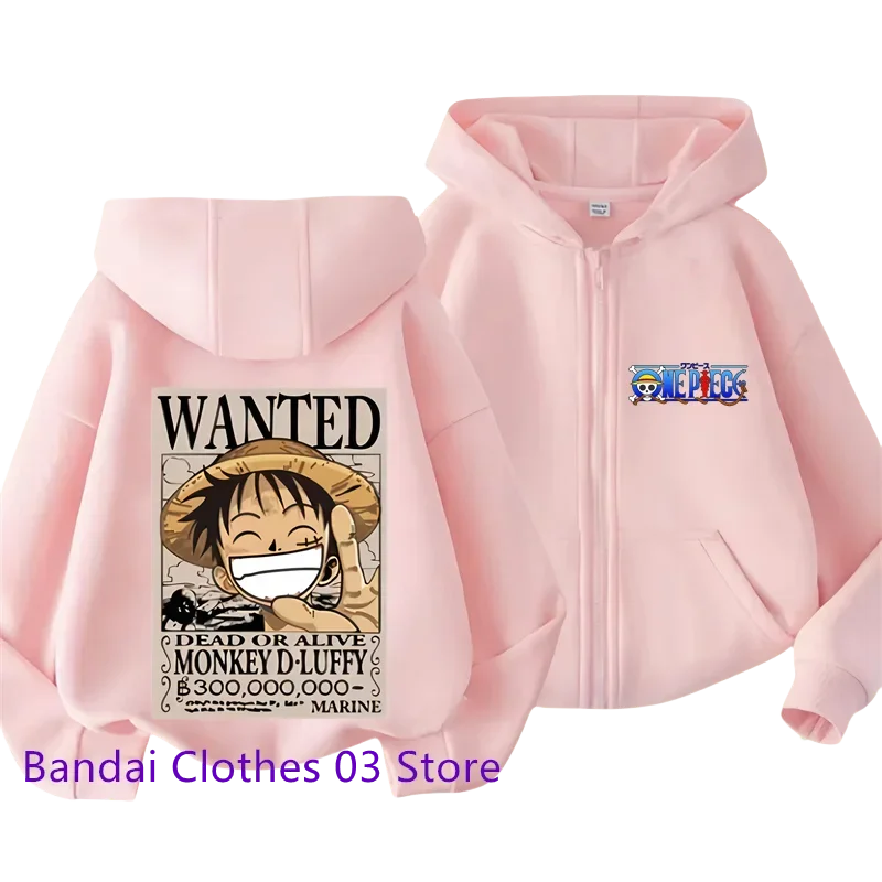 Hot Anime One Piece Kids Zipper Hoodie – Cartoon Luffy Print Autumn/Winter Sweatshirt - Image 6