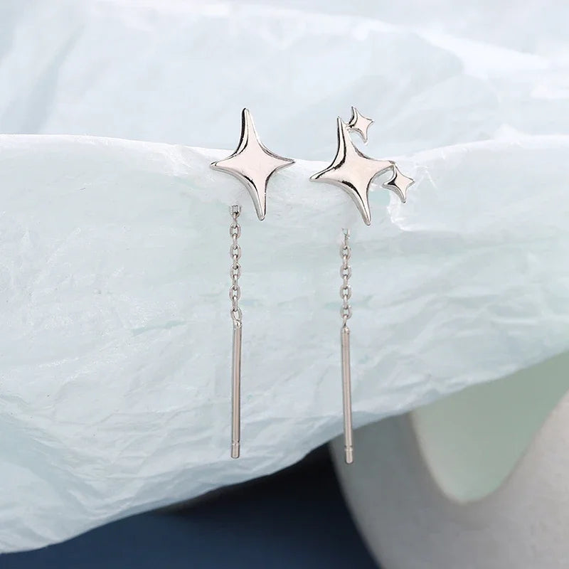 2025 New Korean Star Ear Wire Tassel Thread Chain Drop Earrings - Image 2