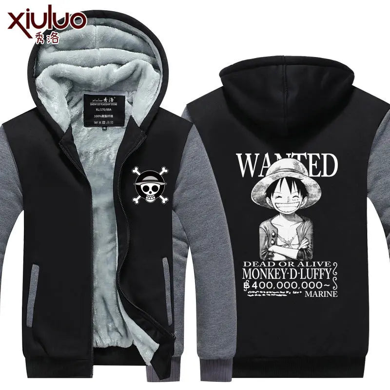 Anime One Piece Luffy Velvet Thick Warm Winter Hoodie - Image 24