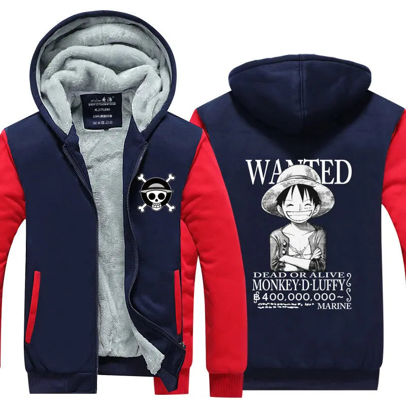 Anime One Piece Luffy Velvet Thick Warm Winter Hoodie - Image 22