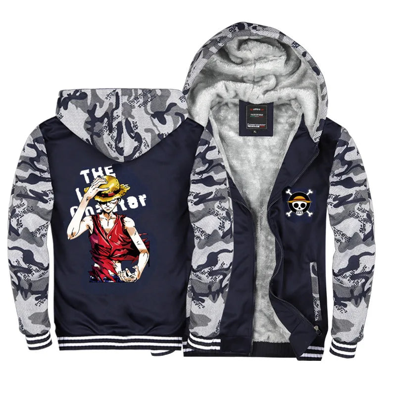 Anime One Piece Luffy Velvet Thick Warm Winter Hoodie - Image 18