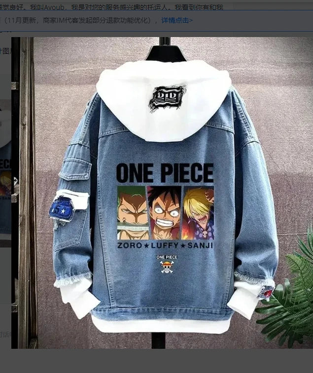 One Piece Anime Hoodie & Denim Jacket - Image 17