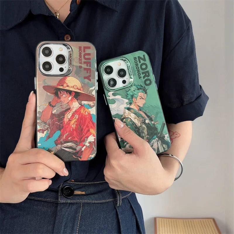 Luffy Hat & Roronoa Zoro Plating Anime Phone Case - Image 2
