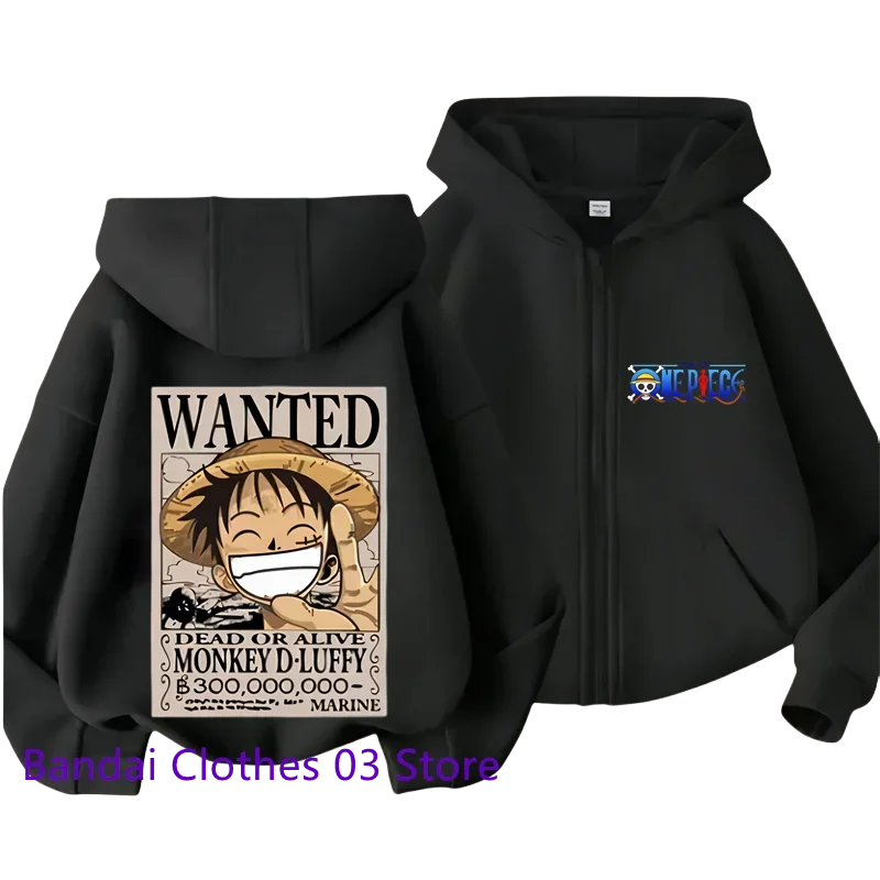 Hot Anime One Piece Kids Zipper Hoodie – Cartoon Luffy Print Autumn/Winter Sweatshirt - Image 5