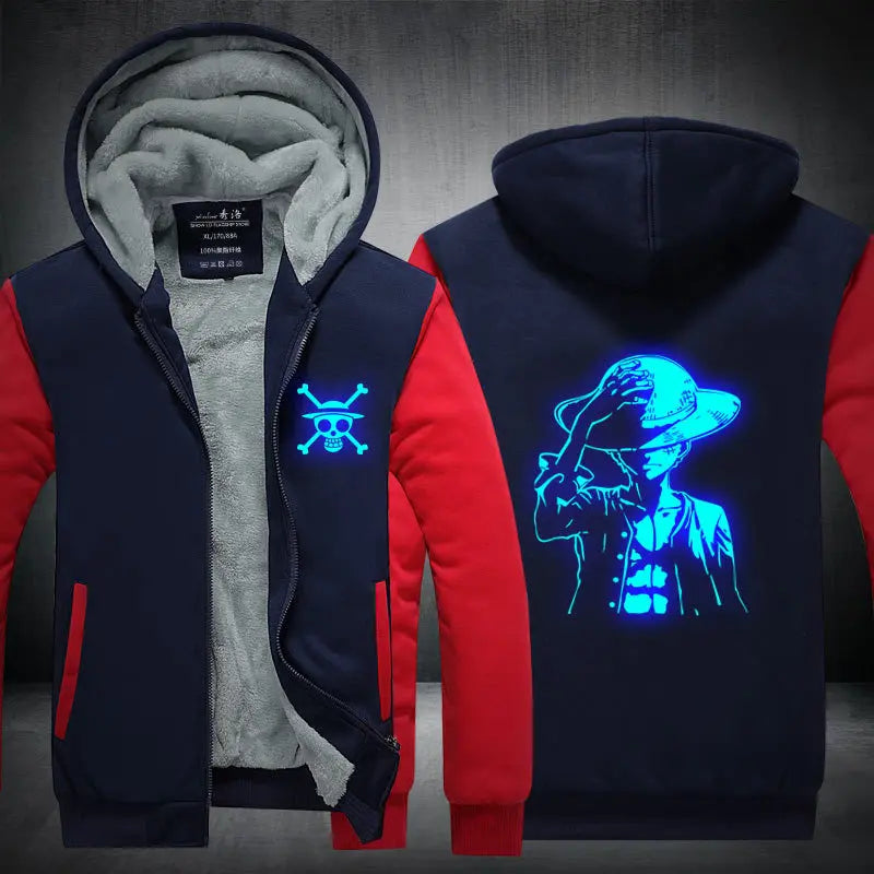 Anime One Piece Luffy Velvet Thick Warm Winter Hoodie - Image 14