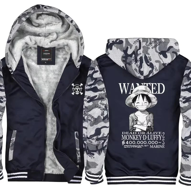 Anime One Piece Luffy Velvet Thick Warm Winter Hoodie - Image 4