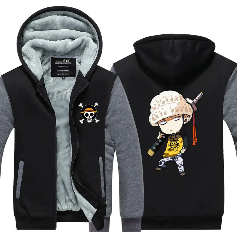 Anime One Piece Luffy Velvet Thick Warm Winter Hoodie - Image 43