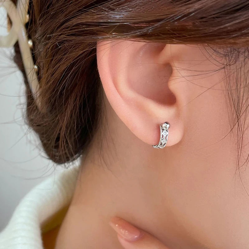 ANENJERY One Piece Skeleton Star Heart Double Layer Hoop Earrings - Image 5