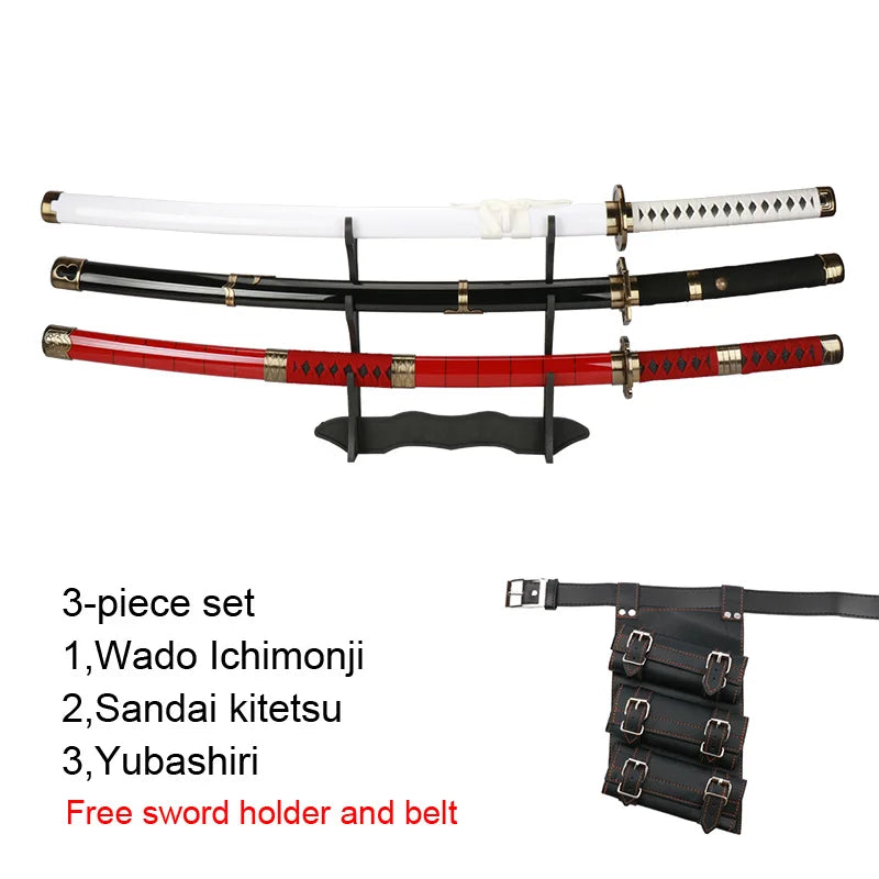 104cm Roronoa Zoro Katana – Japanese Anime Cosplay Weapon Prop with Bamboo Blade, Belt & Sword Holder - Image 5