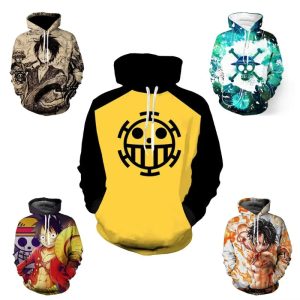 Japanese Anime One Piece Trafalgar D. Water Law Hoodie – Cosplay Long Sleeve Zip-Up Sweatshirt