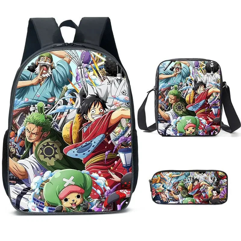 3PC-SET One Piece Luffy Schoolbag Backpack - Image 11