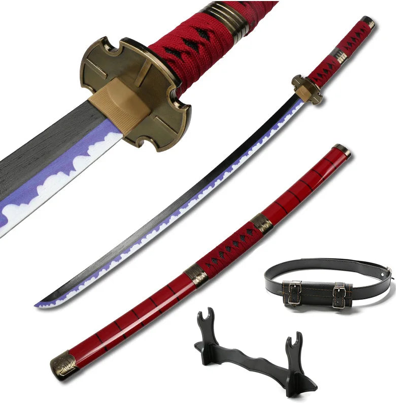104cm Roronoa Zoro Katana – Japanese Anime Cosplay Weapon Prop with Bamboo Blade, Belt & Sword Holder - Image 12