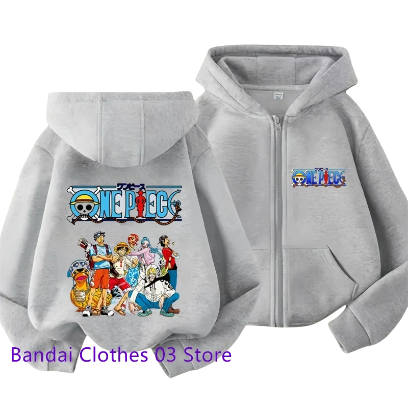 Hot Anime One Piece Kids Zipper Hoodie – Cartoon Luffy Print Autumn/Winter Sweatshirt - Image 7
