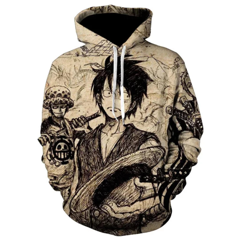Japanese Anime One Piece Trafalgar D. Water Law Hoodie – Cosplay Long Sleeve Zip-Up Sweatshirt - Image 3