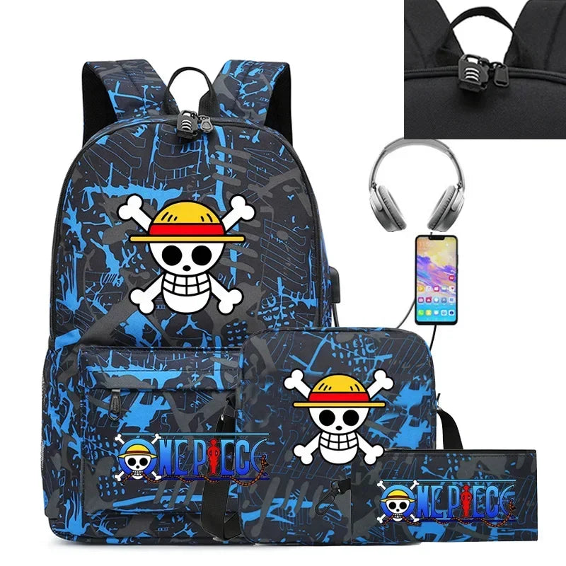 New Cartoon Japanese Manga One Piece USB Backpack - Image 9