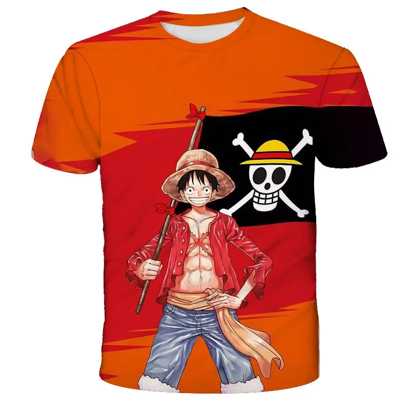 Fashion Kid Anime One Piece Luffy T-Shirt - Image 3